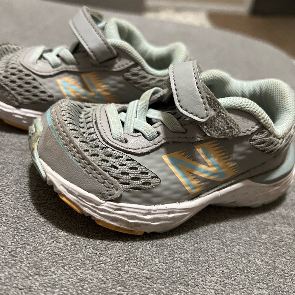 New Balance Kids' Gray and Teal Sneakers